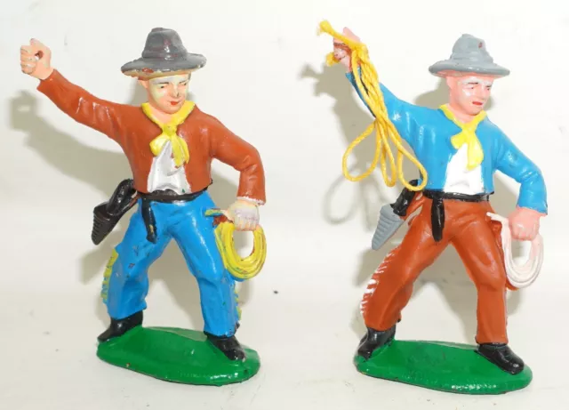 Cowboy Trapper mit Lasso Emil Bayer Gummi 2 Stück DDR Spielzeug /P2355