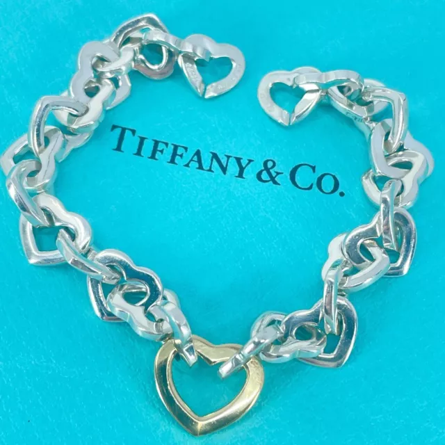 Tiffany & Co. Bracelet à maillons cœur en or jaune 18 carats 750 et argent... 3