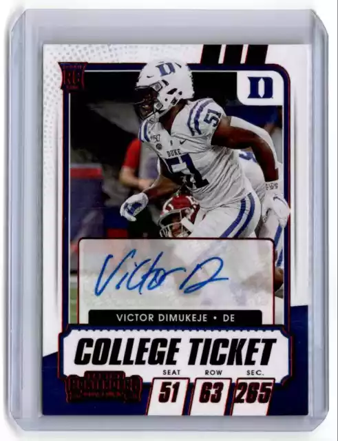 2021 Panini Contenders Draft Picks College Ticket Red Foil Auto Victor Dimukeje