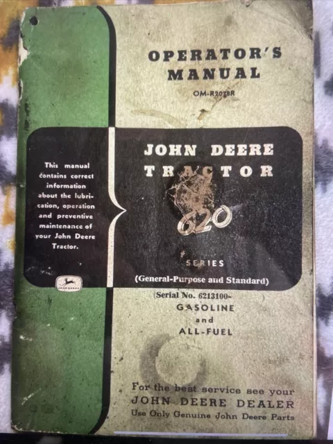 John Deere 620 Tractors OMR2078R Operators Manual Book