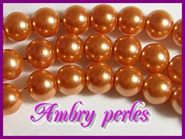 Lot de 20 perles Nacrées 8 mm Couleur Orange Foncé