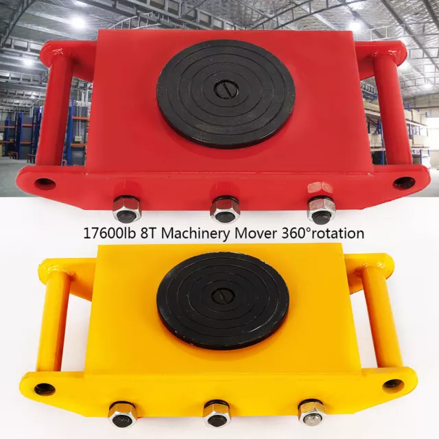 8/6/4 Rollers 6/8/12T Machinery Mover Machine Dolly Skate + 360°Swivel Top Plate