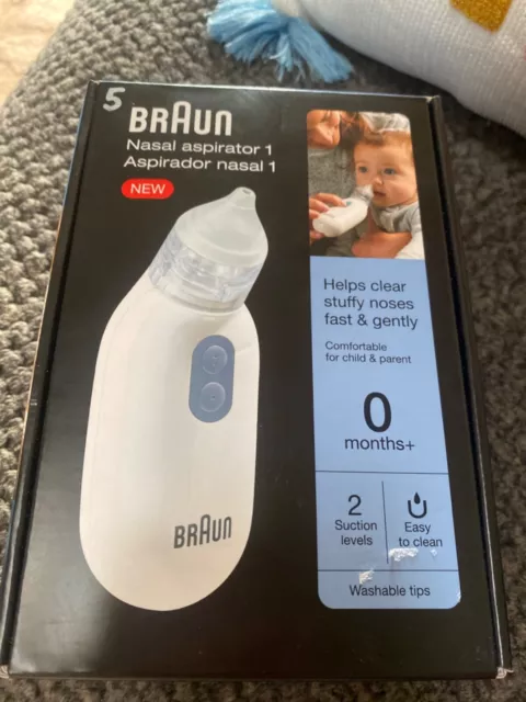 Braun Nasal Aspirator 1 Clears Stuffy Noses Fast & Gently 0 Months+ NEW Sealed