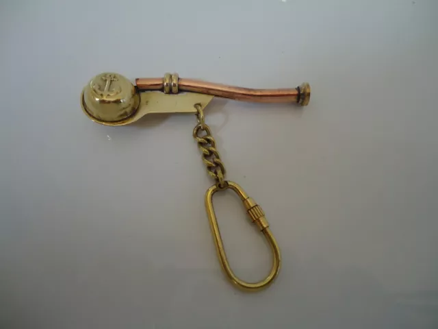 Bosun Whistle Key Ring Brass & Copper Boatswain Anchor Royal Navy