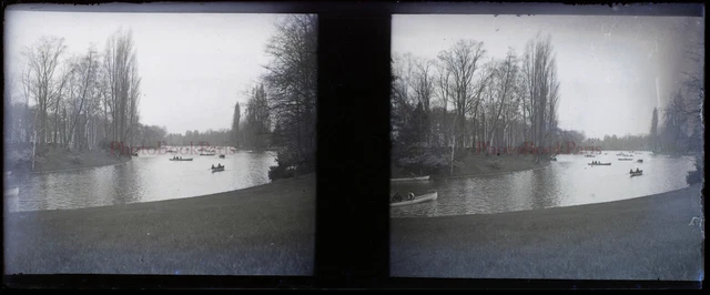 FRANCE Bois de Boulogne Paris c1920 NEGATIVE PHOTO stereo glass plate VR22L14n