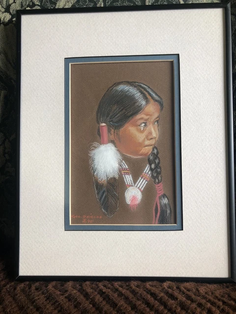Original Pastel Painting by George Shields Jr(sad girl with tear) 1990