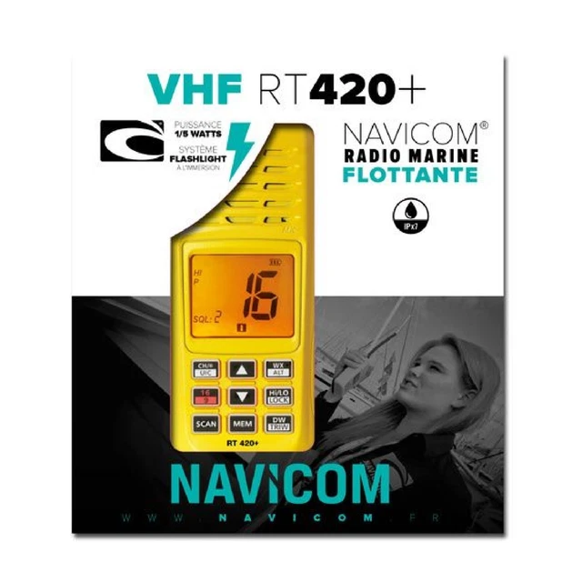 NAVICOM VHF RT420+ Radio marine Portable 5W Etanche IPX7 Flottante Flashli NEUF
