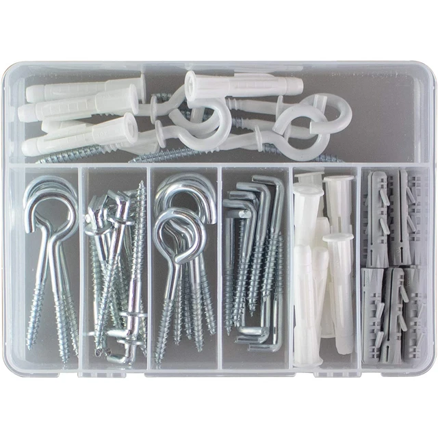 Assortimento Ganci a Vite Pirat Hook Mix con Ganci O S L e Tasselli - 60 pezzi