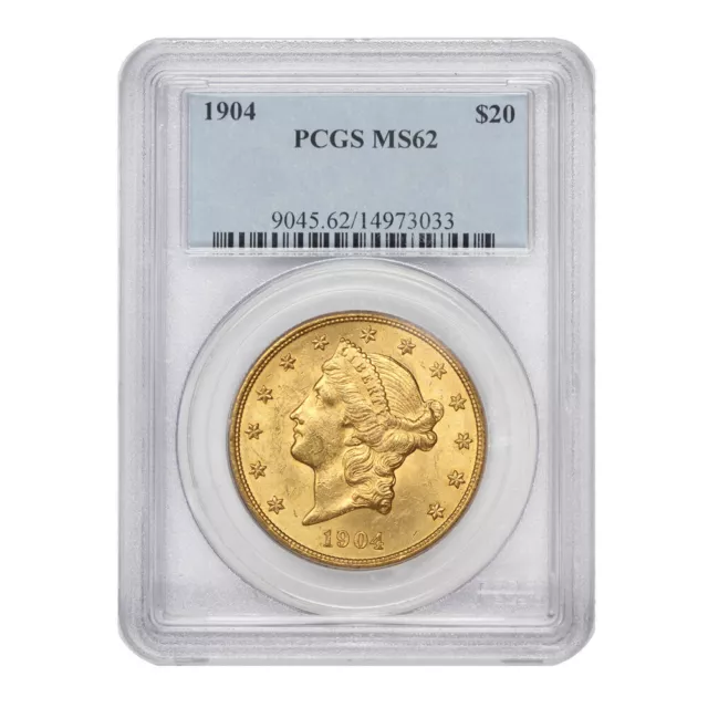 1904 $20 Gold Liberty Double Eagle PCGS MS62 Philadelphia choice graded coin