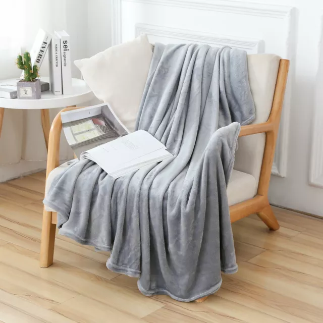 Fleece Blanket Sofa Überwurf Bett Abdeckung Extra Große Größen Wählen Farbe 2