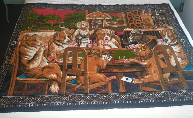 Vintage Classic Dogs Playing Poker Cards Tapestry Art  56x40