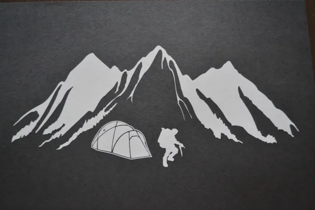 1 X  25cm MOUNTAINEER CAMPING TENT MOUNTAINS STICKERS DECALS CLIMB MOUNTAIN