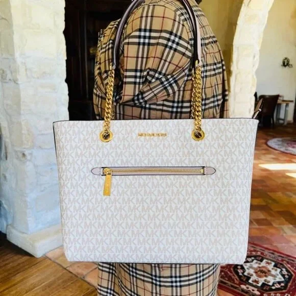 Michael Kors Jet Set Item Medium Front Pocket Chain Tote Bag Purse/ Wallet Optio