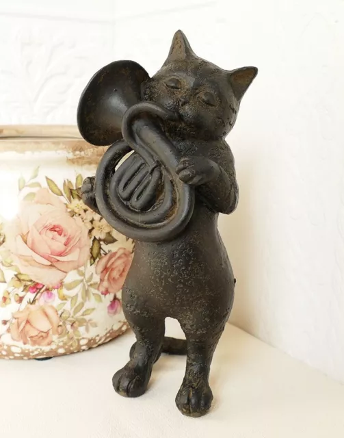 musizierende Katze mit Posaune Bariton Dekofigur Figur Kätzchen Kater Deko NEU