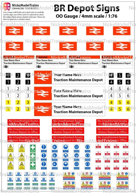 OO Gauge (1:76) Custom BR British Railways Depot/TMD & Hazard Signs