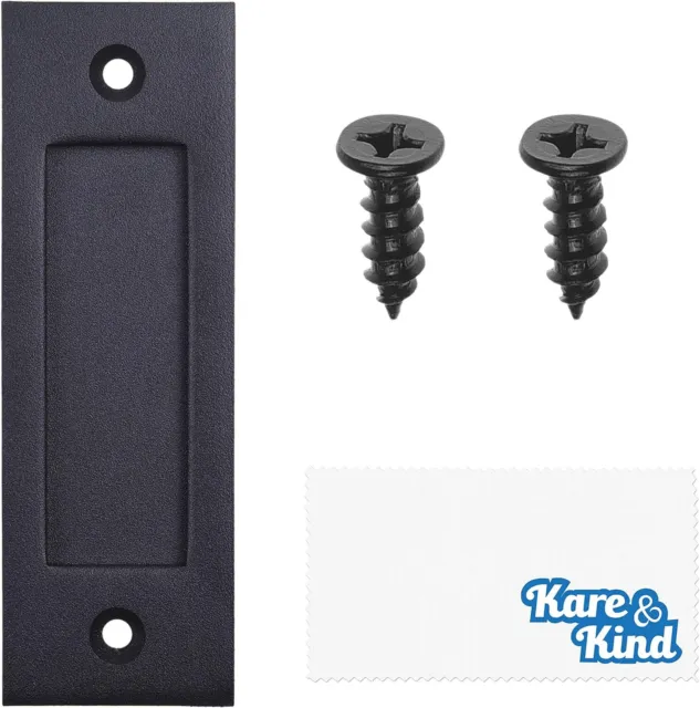 Kare & Kind 6-Inch Sliding Barn Door Handle (Black) - Easy to Install Flat Bott