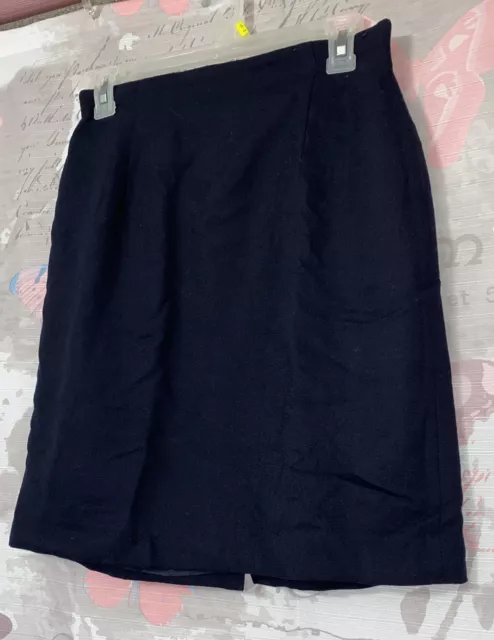 VALERIE STEVENS Petite Skirt Womens Size 8P Pure Wool BlackBack Zip Pencil Lined