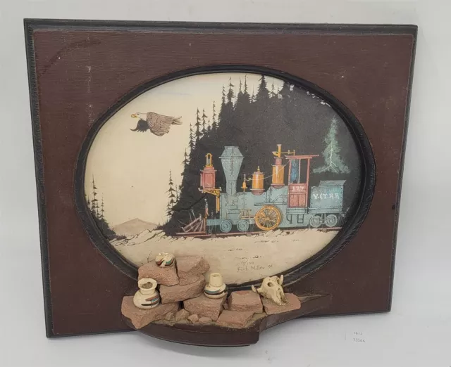 ThriftCHI ~ Rich Miller Signed LE Print in Wood Plaque w/ Stone, Pottery Accents