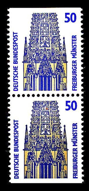 BUND SWK, Mi.1340 C/D **, 50 Pf. senkrechtes Paar oben und unten geschnitten