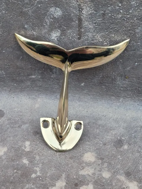 Solid Brass Whale Tail Wall Hook Towel Hanger Nautical Beach House Home Decor 2