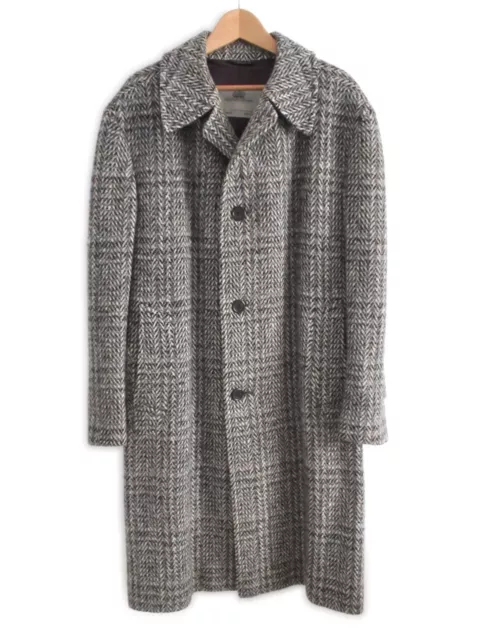 AQUASCUTUM MENS WOOL Trench Coat Woven Herringbone 70s Vtg Overcoat ...