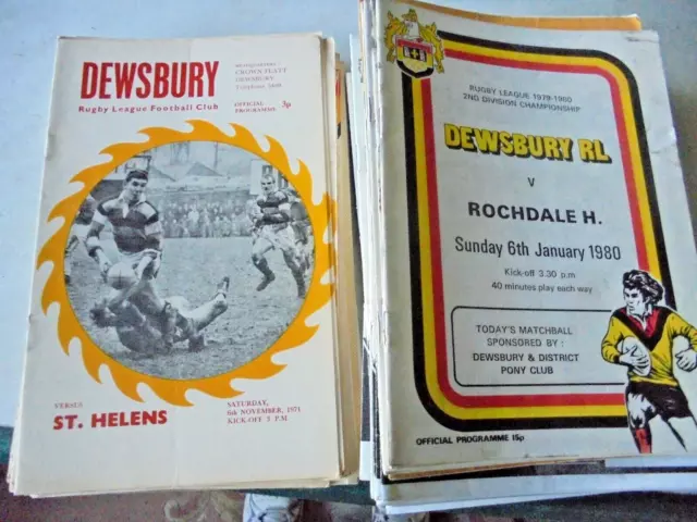 60 DEWSBURY Rugby League FC Home Programmes 1970's & 1980's