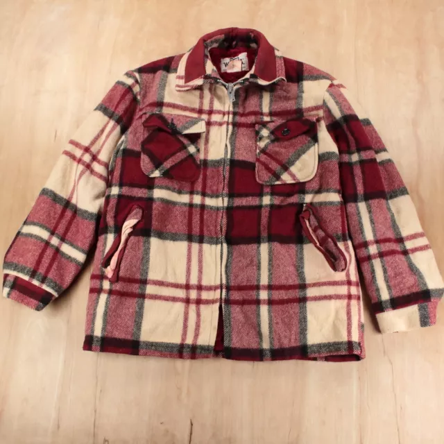 WOOLRICH sherpa fleece lined wool plaid flannel jacket LARGE vtg 60s 70s