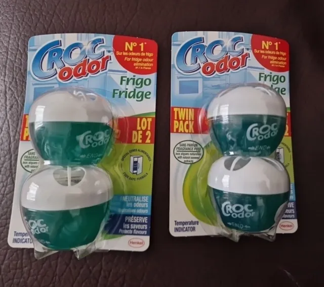 Croc Odor Twin Pack Fridge Fresh Neutralise Smell Odour Fresheners x 2 (2 x 2)uk