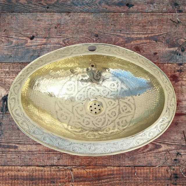 Vasque cuivre ovale arocaine évier lave ain lavabo salle de bain 49 x