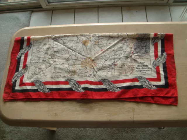 Wwi German Wrap Scarf Map Of The Franco-German Theater Of War In 1914  Rare