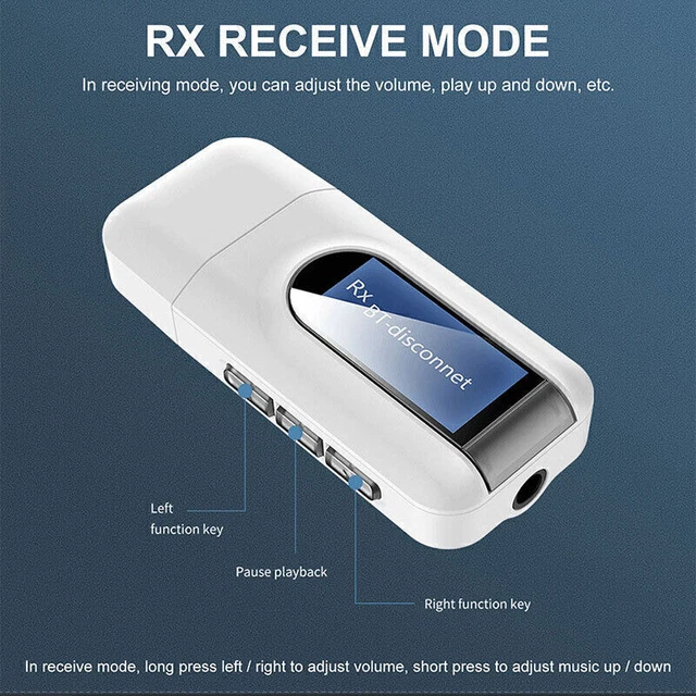 LCD Screen Display USB Bluetooth 5.0 Adapter 2 In 1 Audio Transmitter Receiver