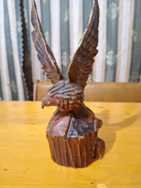 ORIGINAL Eagle Vintage Sculpture USSR Hand carved Home decor 1920 Wooden figurin