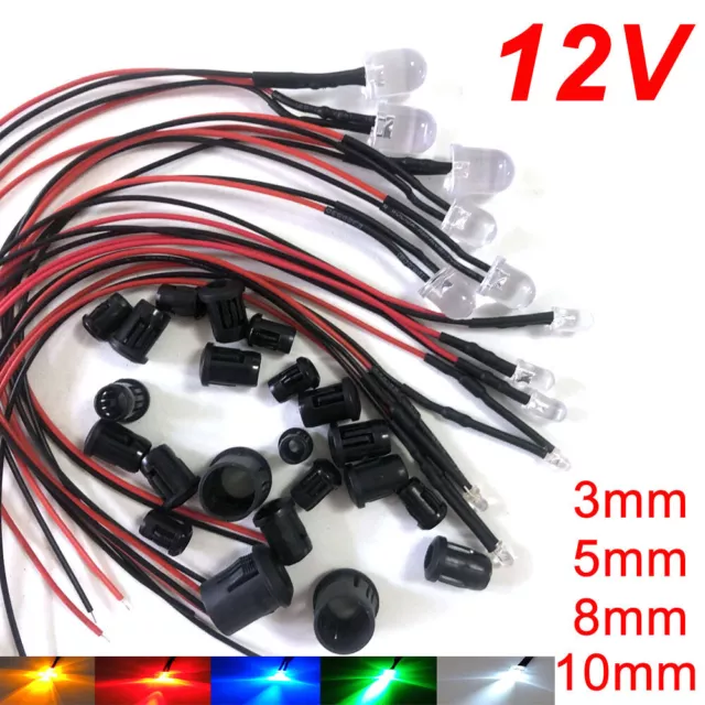 12V 3mm 5mm 8mm 10mm LED mit 20cm Kabel Leuchtdiode Leuchtdioden Deko LED Dioden