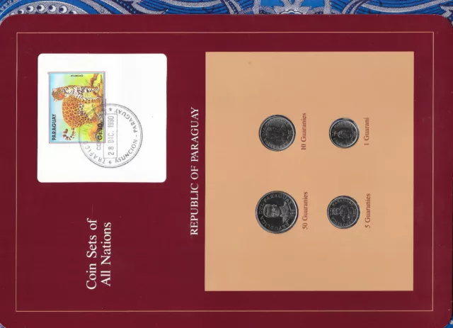 Coin Sets of All Nations Paraguay w/card 1984-1988 UNC 50 Guaranies 1988 Jaguar