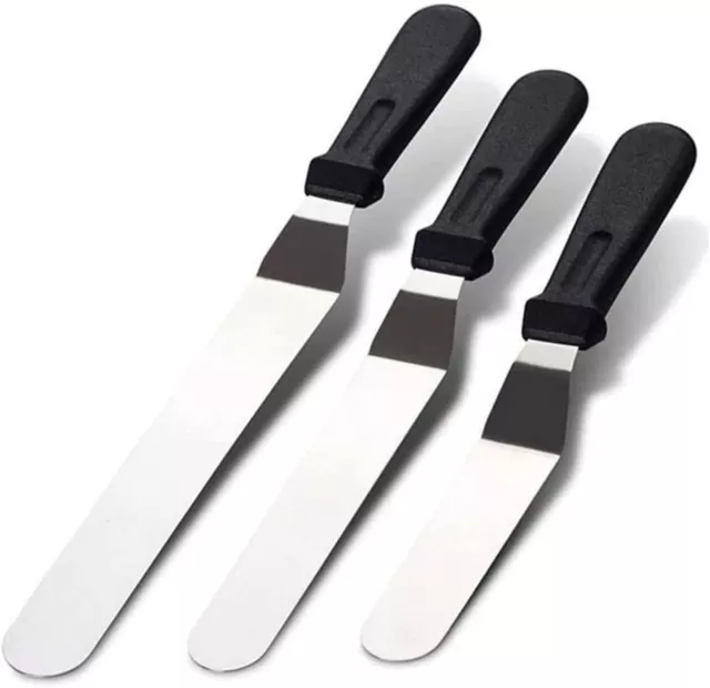 New HOMIEST Metal Stainless Steel Spatula Set with 6" 8" 10" Blade Angled Icing