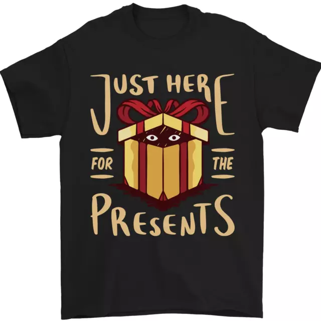 Natale Just Here For The Presents Divertente Uomo T-Shirt 100% Cotone