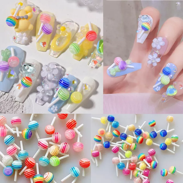 30pcs Mix Colors Cute Lollipop Candy Mini Nail Art Decorations 3D DIY Nail Ch AL