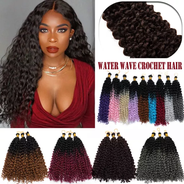 UK 100% THICK Water Wave Crochet Braid Hair Extensions Afro Kinky
