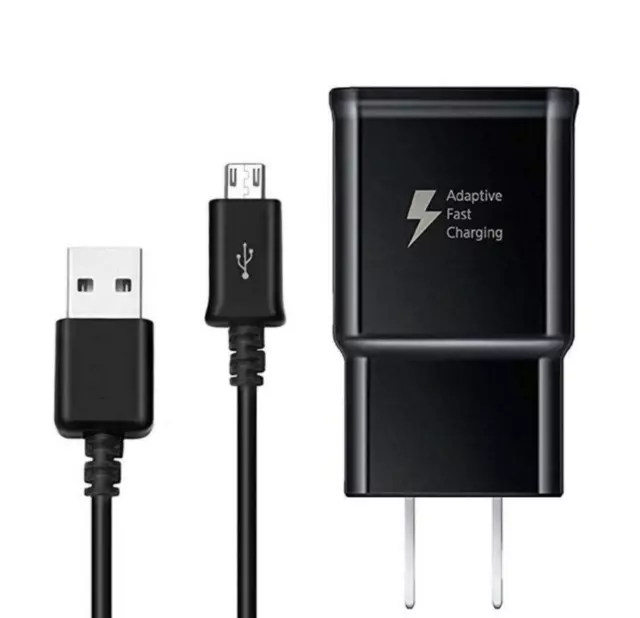Adaptive Fast Rapid Charger + USB Cable For Samsung Galaxy S6 S7 Edge Note 5 BLK