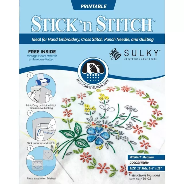 New Sulky Stick 'n Stitch Printable Sheets 12/Pkg - 459-02