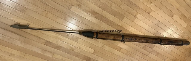 Genuine Antique Vintage Whaling Whale Wood Rope Harpoon Spear Gig Spike 61” 5ft
