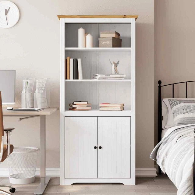 Vidaxl Libreria BODO 80x40x172 cm Legno Massello Pino Bianco e Marrone