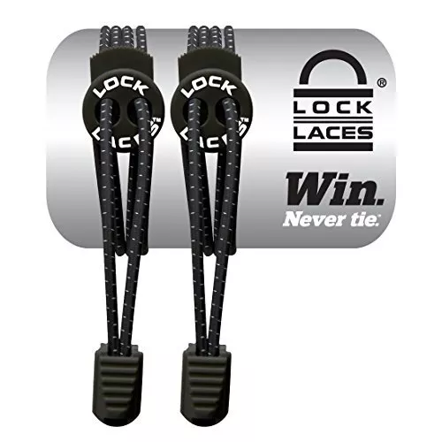 LOCK LACES Fastening System, Elastic No Tie Shoelaces, One Size, 48-Inch, Black