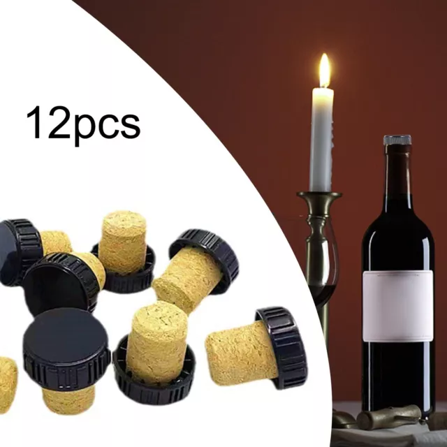 12pcs Natural Cork Plugs Wooden Wine Corks Bottle Stoppers Sealing w/ cover Top