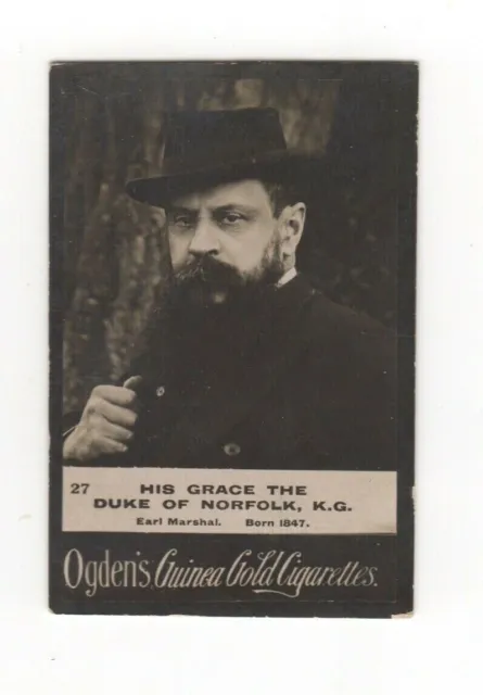 Ogden cigarette card: Duke of Norfolk