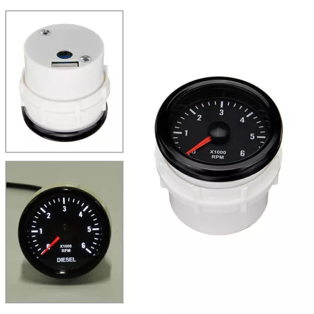 12V 52mm 0-6000 RPM LED Tachometer Gauge Diesel Motor Motor Drehzahlmesser Meter