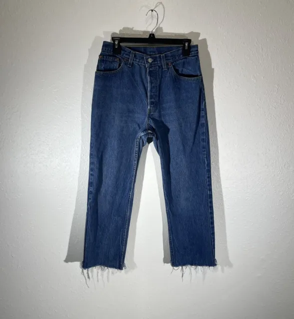 Vintage 70s Levis 501xx Jeans Dark Wash Denim Pants Distressed Red Tab 28x24