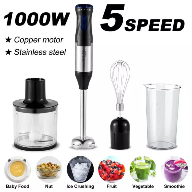 1000W 4 in 1 Handheld Blender Electric Mixer Egg Beater Mini Juice Food Mixer AU