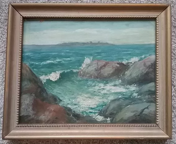 Maine Coast Island Seascape Oil Painting Artist Charles E. Duncan Rodick c.1874-