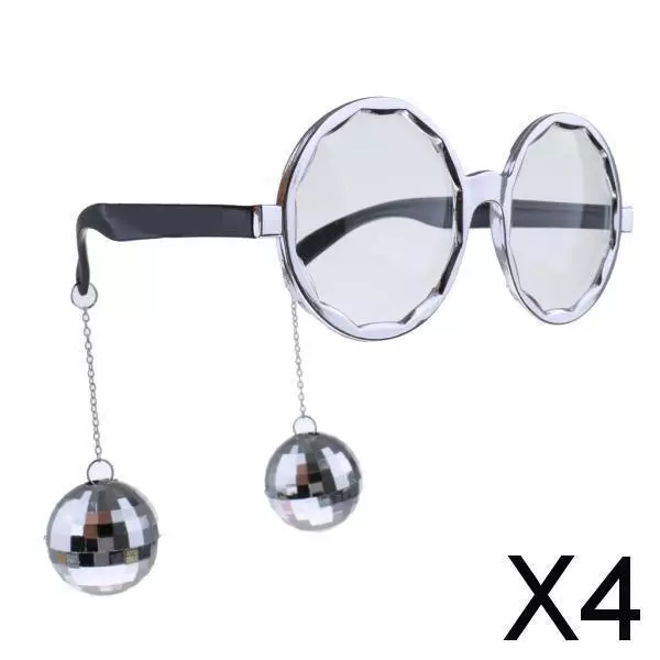 4X Hanging Disco Ball Glasses Eyewear New Year Mardi Gras Party Costume Silver